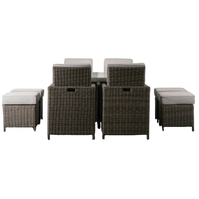 Chilham 8 Seater Rattan Cube Dining Set in Natural 1