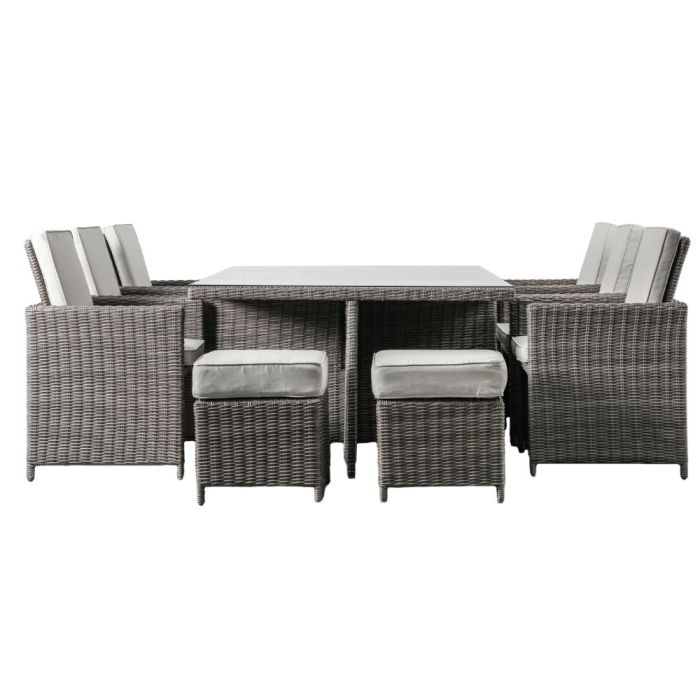 Chilham 10 Seater Rattan Cube Dining Set in Grey 1