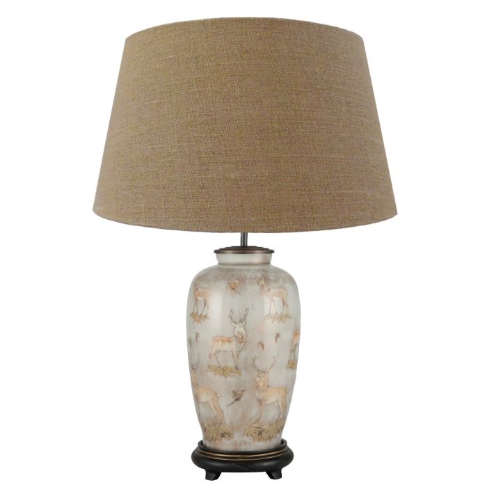 Pacific Lifestyle Table Lamp Tall Urn Deer with Shade by Jenny Worrall 1