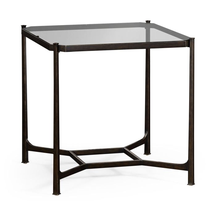Jonathan Charles Square Side Table Contemporary with Glass Top 1