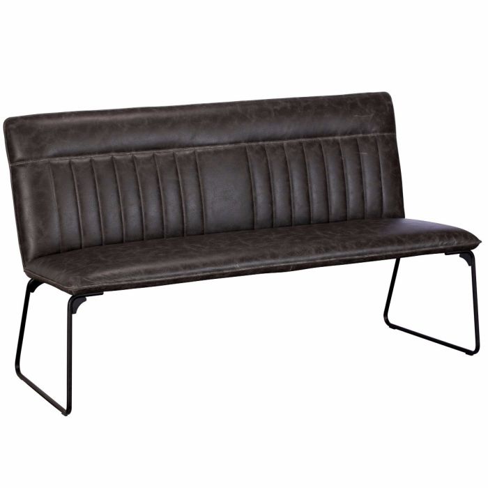 Cooper Dining Bench with Back in Grey PU Leather 1