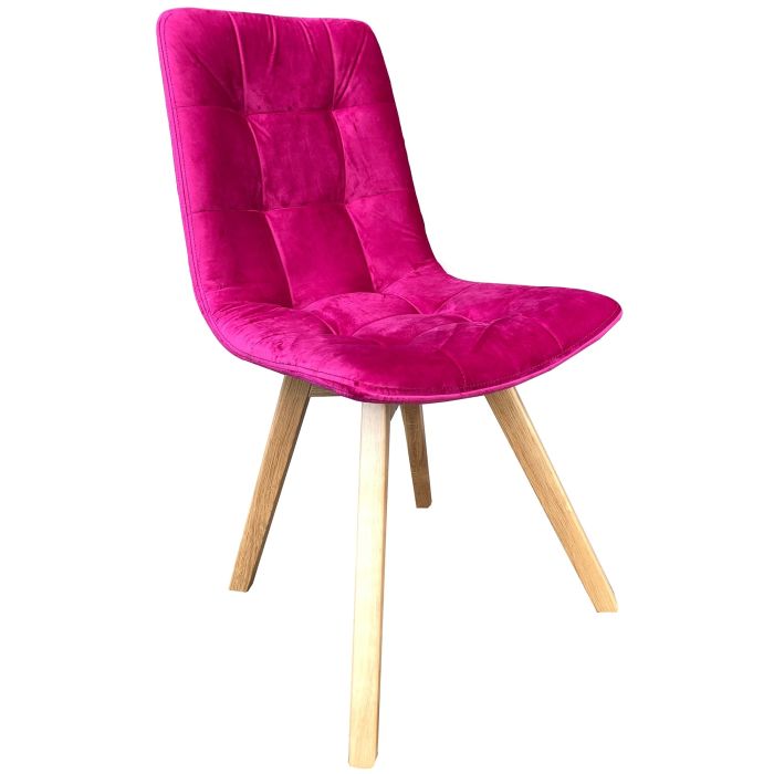 Atlanta Cerise Pink Velvet Dining Chair with Light Leg 1