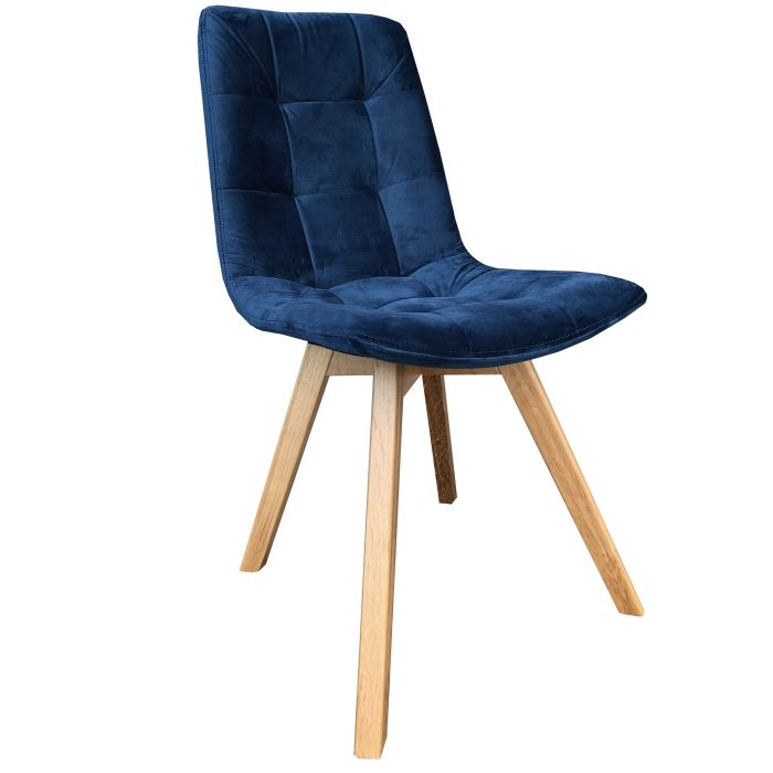 Atlanta Pacific Blue Velvet Dining Chair with Light Leg 1
