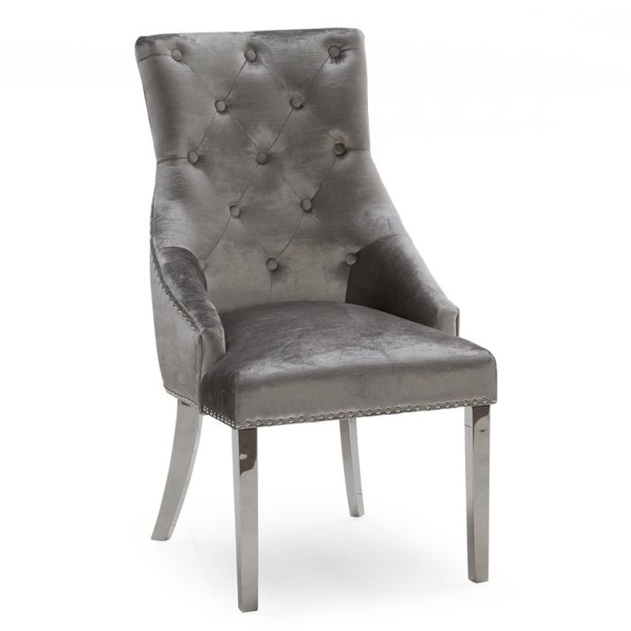 Pavilion Chic Belvedere Knockerback Dining Chair in Pewter 1