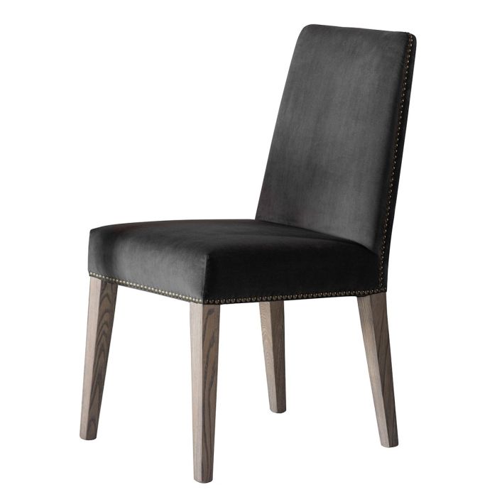 Pavilion Chic Dining Chair Dallas in Mouse Velvet Set of 2 1