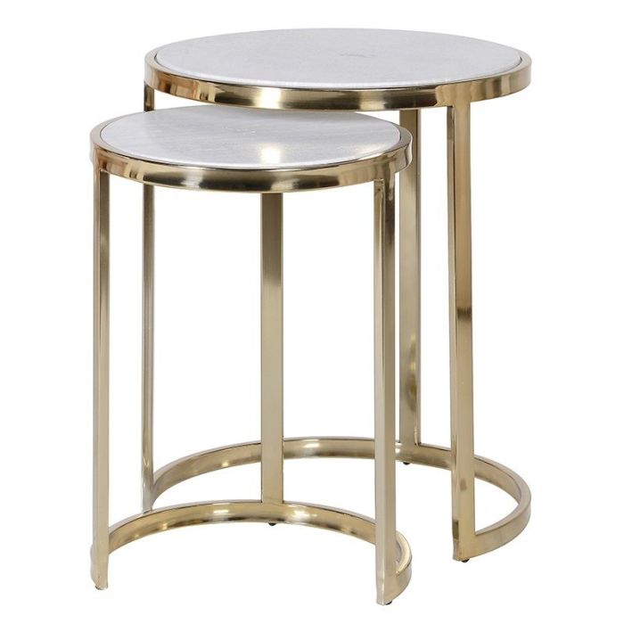 Pavilion Chic Round Nest of Tables White Marble Argus 1