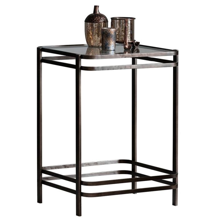 Pavilion Chic Square Side Table Than with Glass Top 1