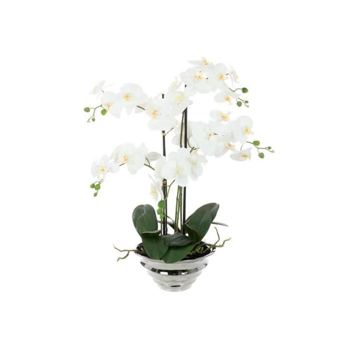 Pavilion Flowers Artificial Phalaenopsis Orchid x 6 in Silver Pot H77cm 1