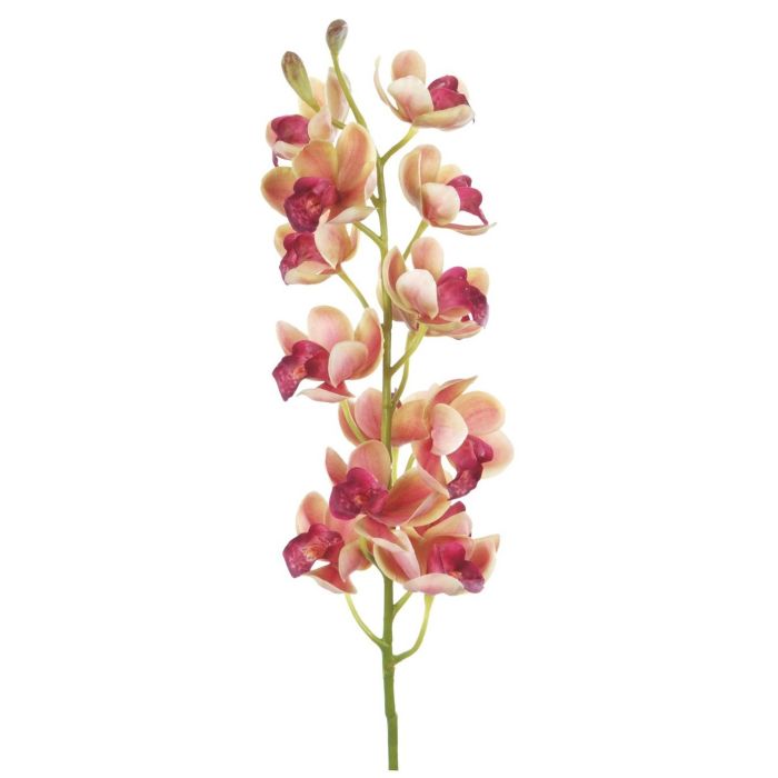 Pavilion Flowers Pink & Yellow Artificial Cymbidium Orchid Princess Height 78cm 1