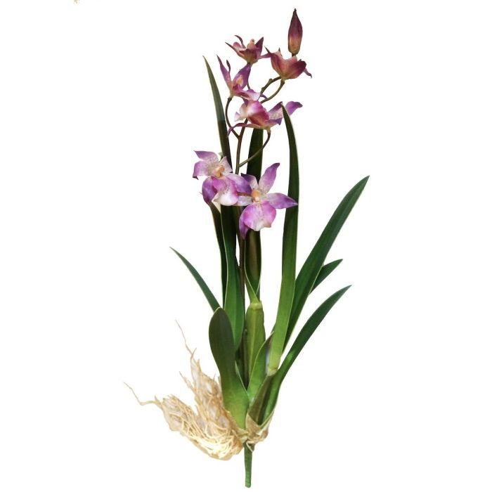 Pavilion Flowers Purple Artificial Orchid Miltonia With Leaves Height 52cm 1