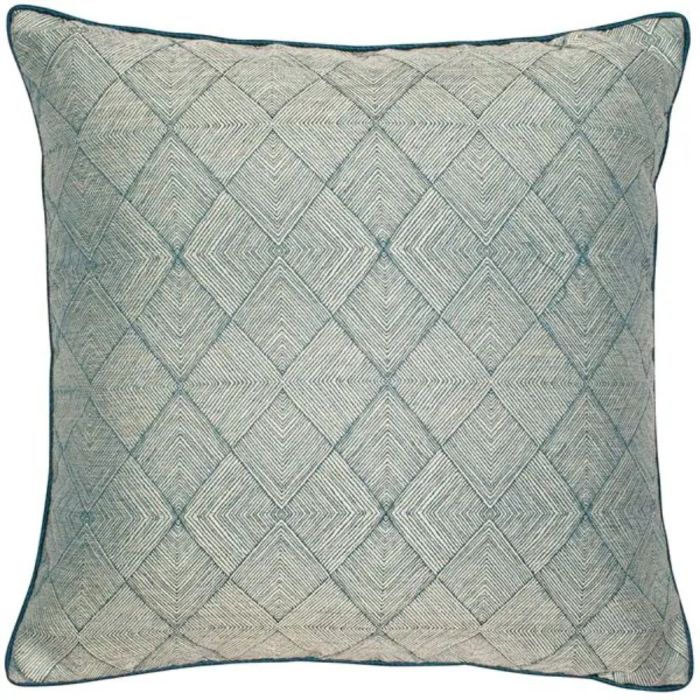 Malini Benzir Teal Geometric Cushion with Feather Inner 1