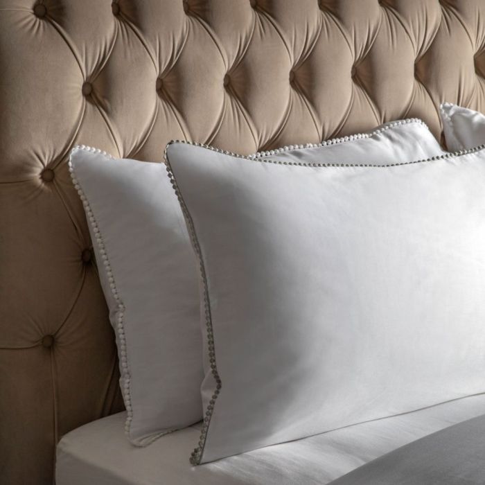 Olivia Lace 500tc Pillowcases Set of 2 Silver & White 1