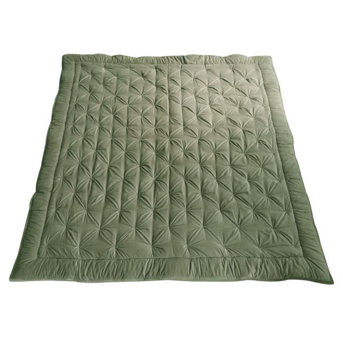 Cosy Sage Green Velvet Bedspread 1