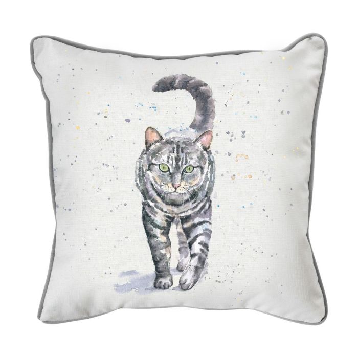 Tabby Cat Watercolour Cushion 1