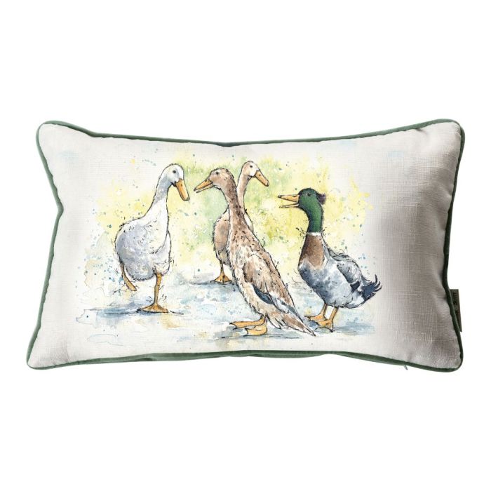 Country Duck Watercolour Cushion 1