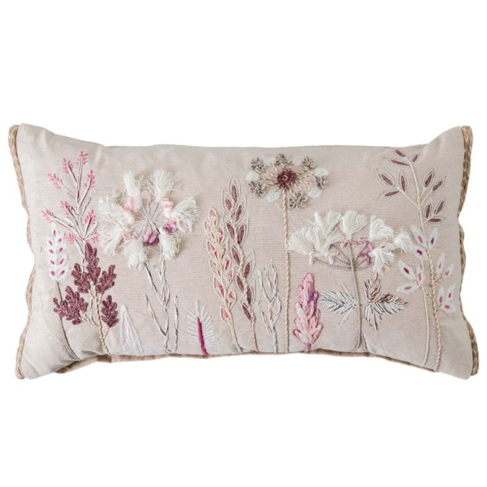 Cressida Embroidered Cushion in Blush 1
