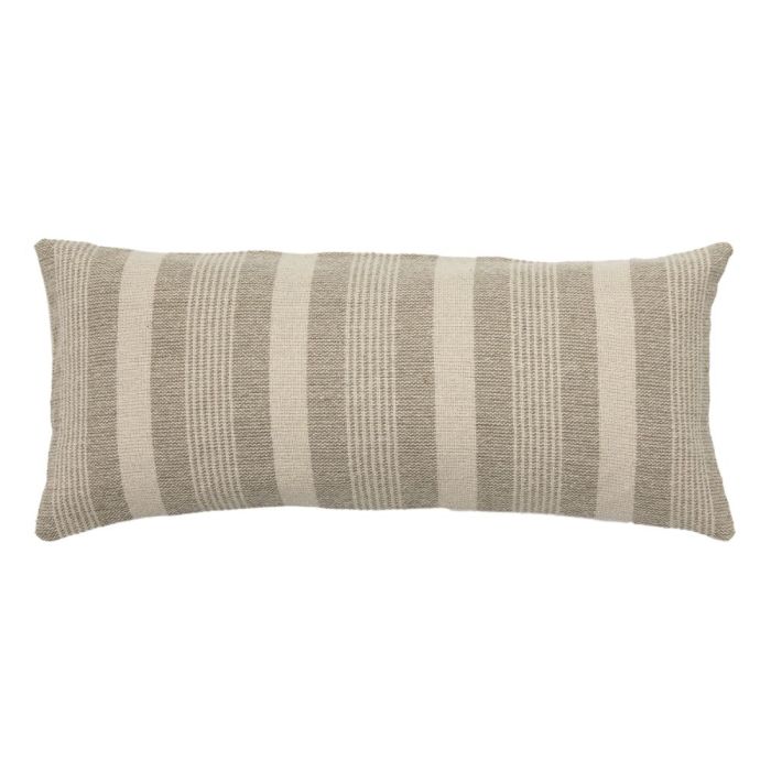 Bay Organic Cotton Taupe Stripe Rectangular Cushion 1