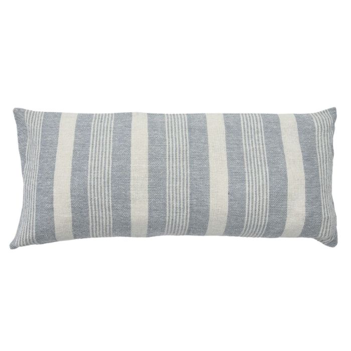 Bay Organic Cotton Grey Stripe Rectangular Cushion 1