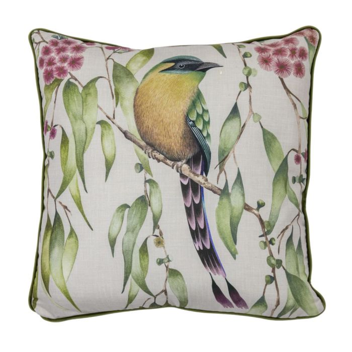 Tropical Bird Cushion Olive 1