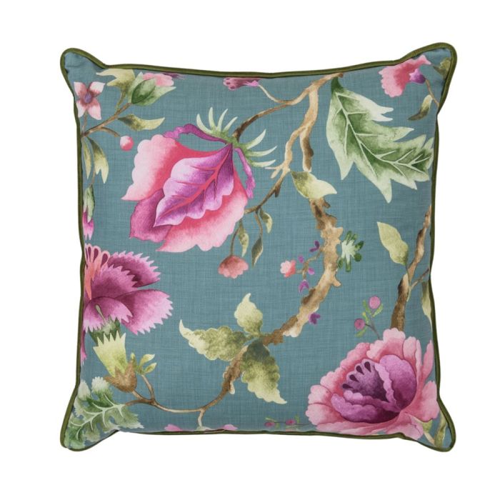 Tropical Floral Cushion Olive 1