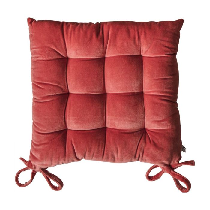 Daphne Velvet Seat Pad in Coral Red 1