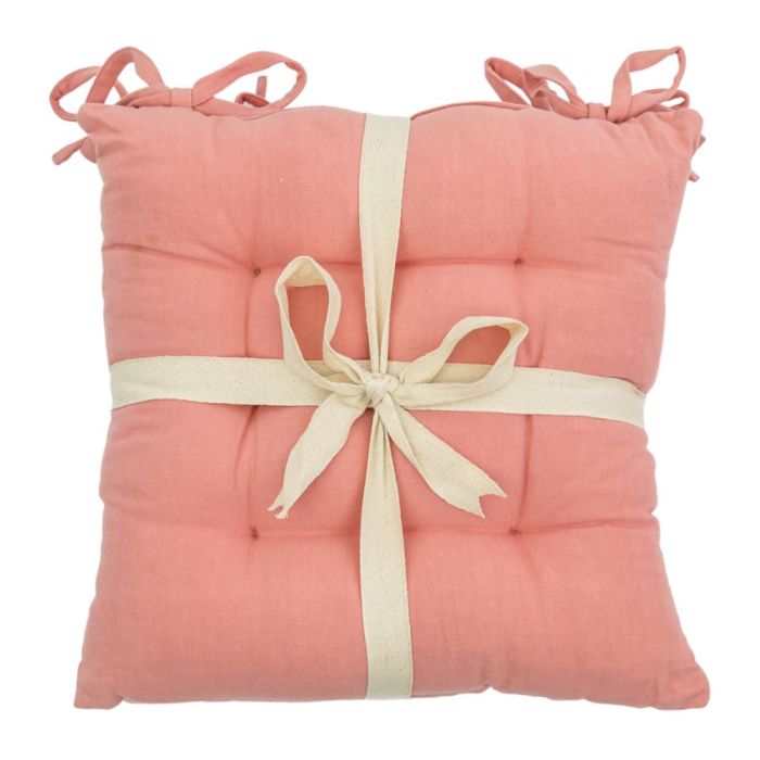 Camden Coral Pink Cotton Seat Pads Set of 2 1