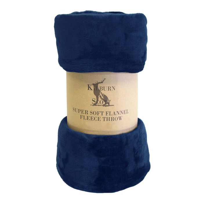 Monmouth Rolled Flannel Fleece Throw in Royal Blue 1