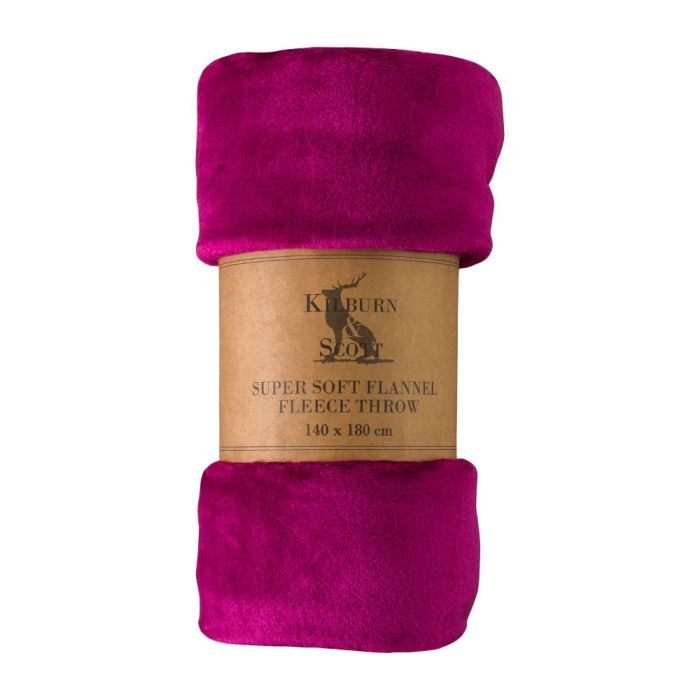 Monmouth Rolled Flannel Fleece Throw in Magenta Pink 1