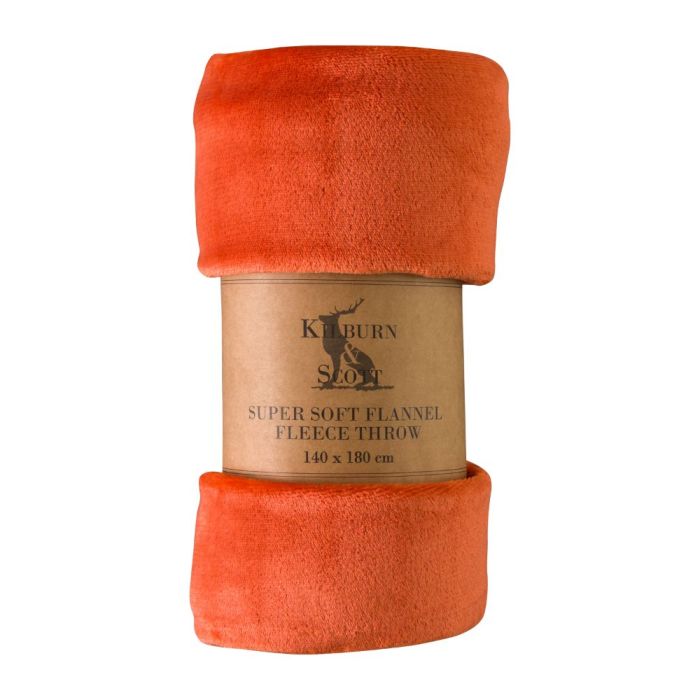 Monmouth Rolled Flannel Fleece Throw in Burnt Orange 1