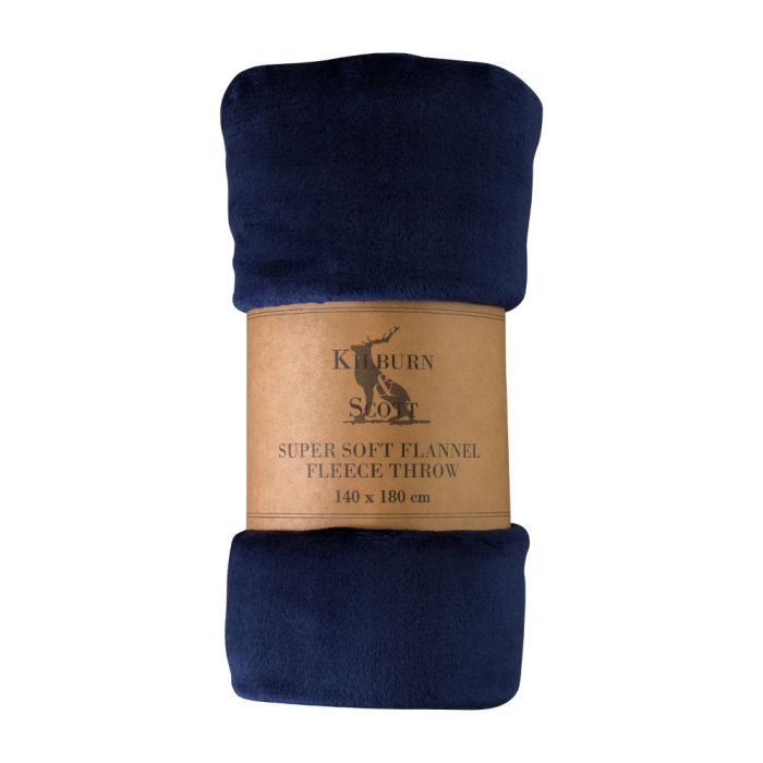 Monmouth Rolled Flannel Fleece Throw in Ink Blue 1