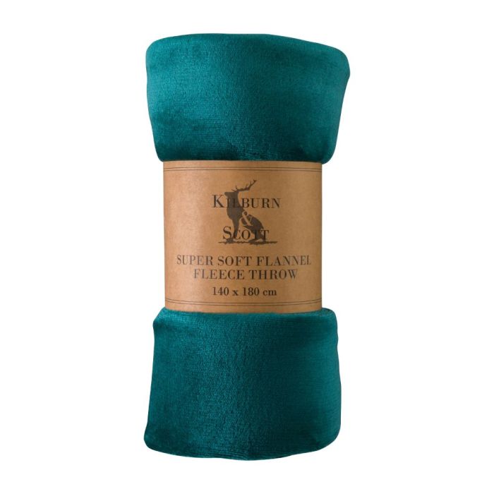 Monmouth Rolled Flannel Fleece Throw in Teal 1
