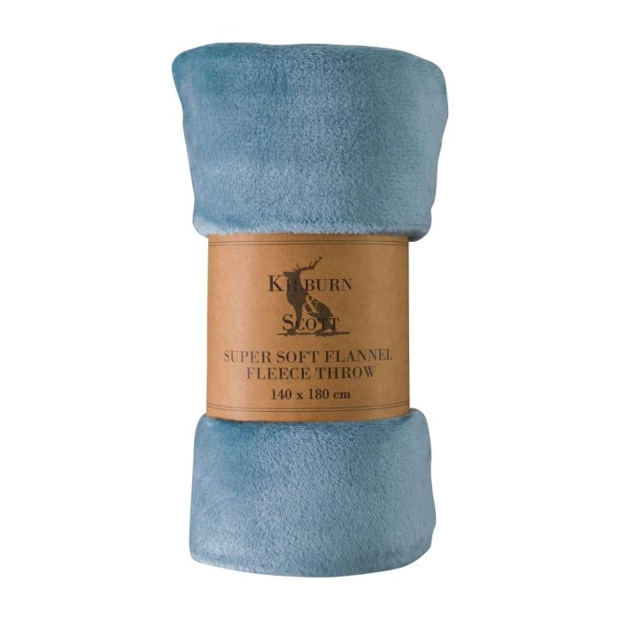 Monmouth Rolled Flannel Fleece Throw in Denim Blue 1