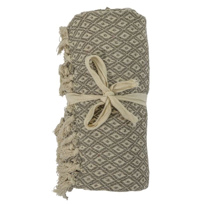 Kira Recycled Cotton Throw Blanket Taupe 1