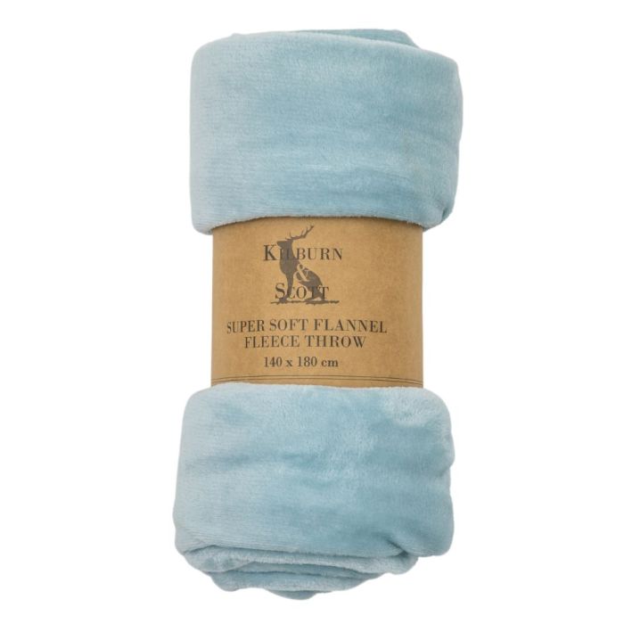 Monmouth Rolled Flannel Fleece Throw in Light Blue 1