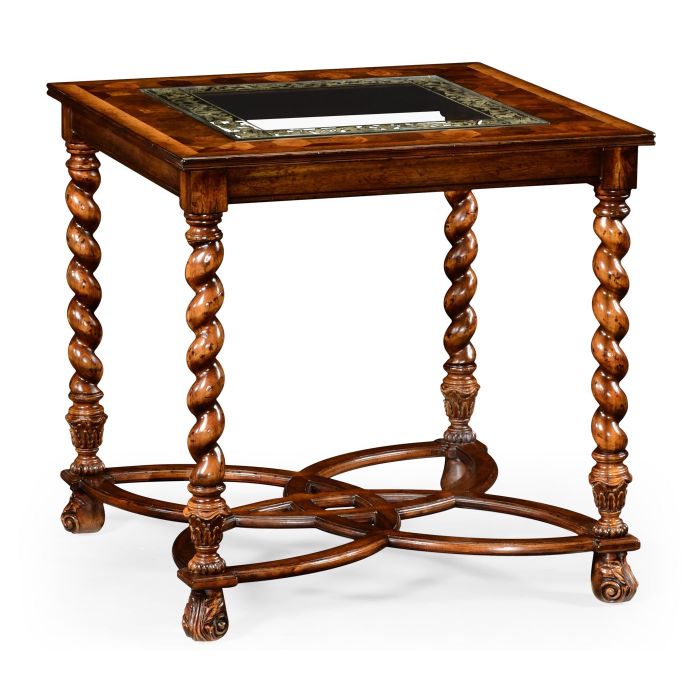 Jonathan Charles Square Side Table Oyster with Eglomise Top 1