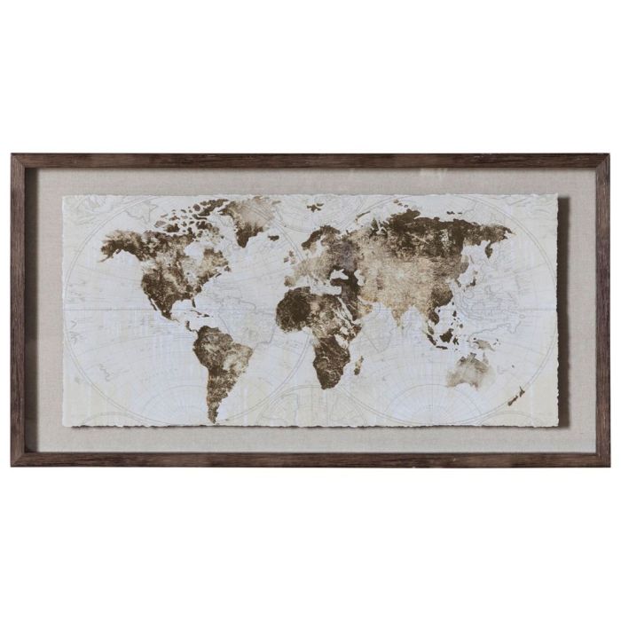 Gold Foil World Map Framed Art 1