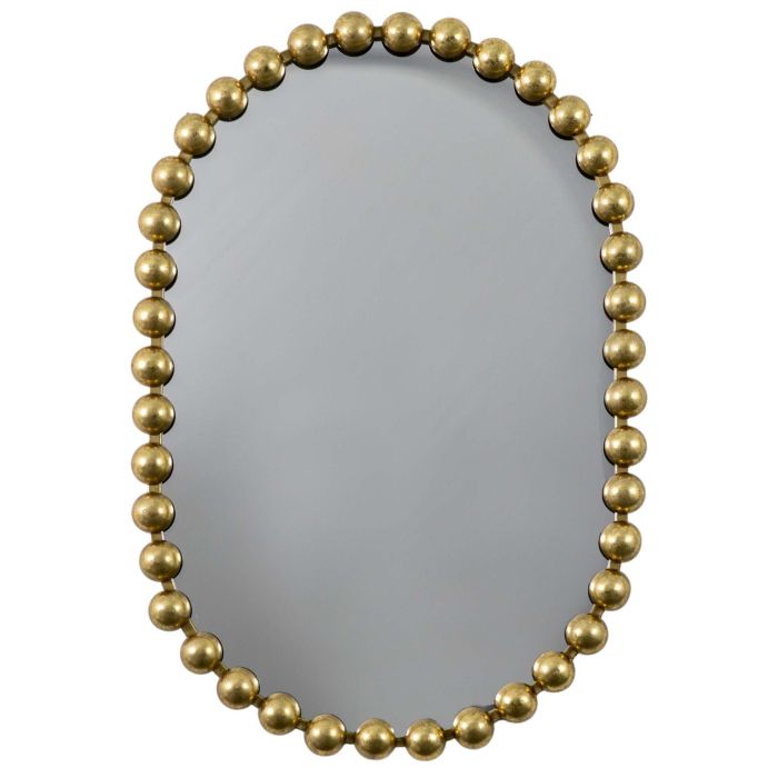 Beaded Gold Oval Mirror 1