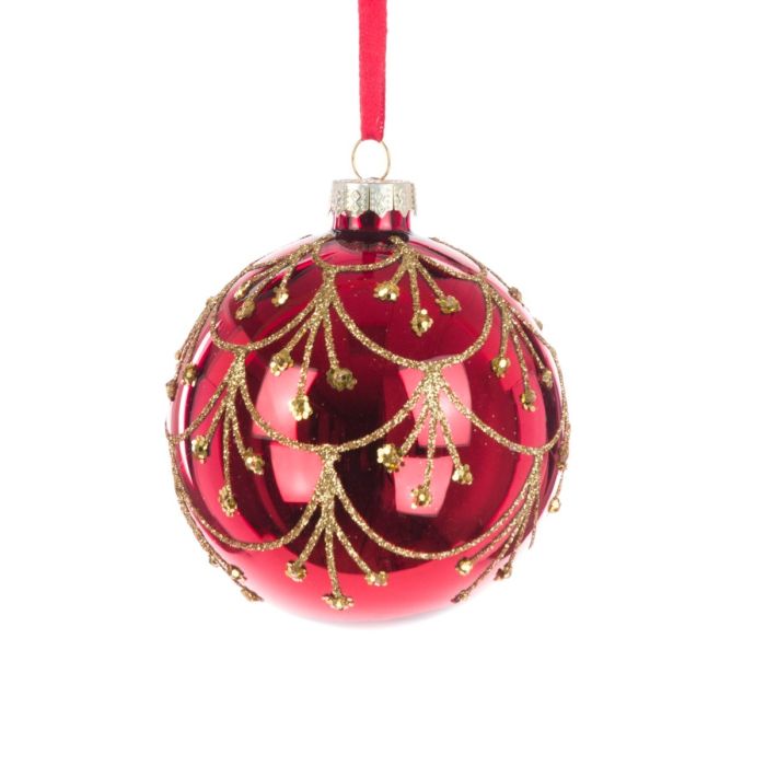 Tree Decoration Glass May Bauble Red H.8cm 1