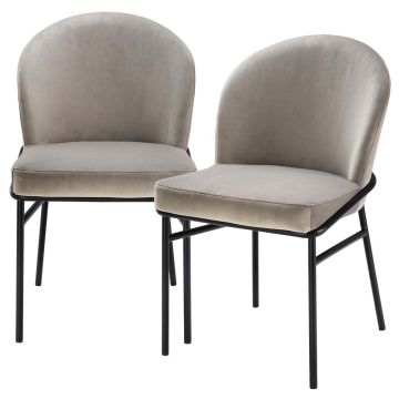 Willis Greige Velvet Dining Chairs Set of 2