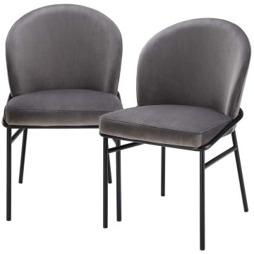Willis Grey Velvet Dining Chairs Set of 2