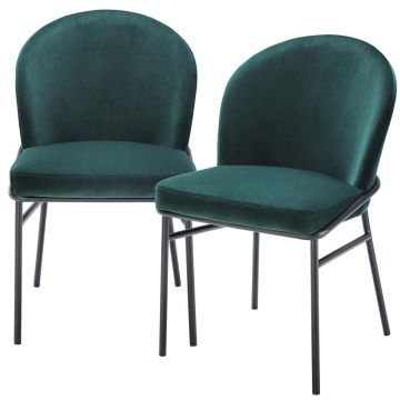 Willis Green Velvet Dining Chairs Set of 2