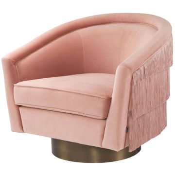 Le Vante Swivel Fringe Armchair - Pink