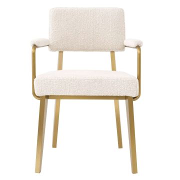 Sorbonne Dining Chair with Arm in Boucle Cream