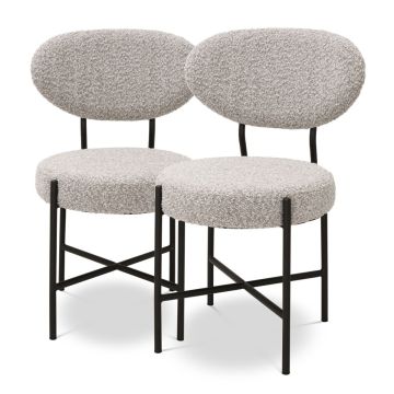 Vicq Dining Chair in Bouclé Grey set of 2