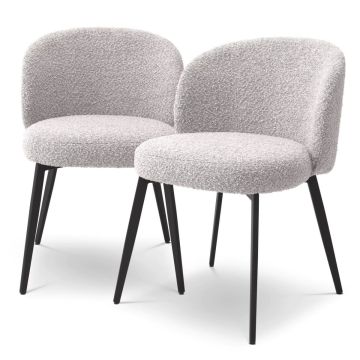 Lloyd Dining Chairs in Bouclé grey Set of 2