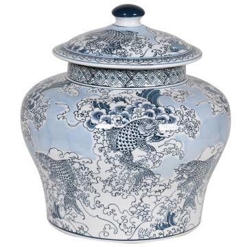 Blue Carp Chinese Porcelain Jar