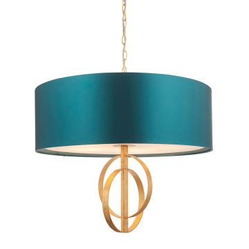 Vermont Large Gold Pendant Light in Teal