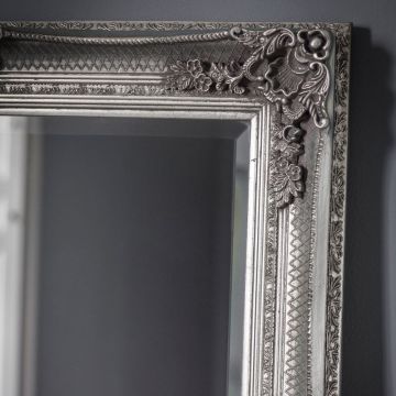 Baines Large Baroque Floor Mirror - Silver