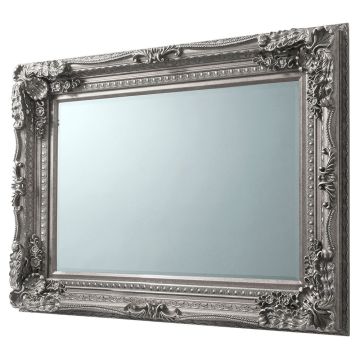 Gloucester Carved Wood Wall Mirror - Silver