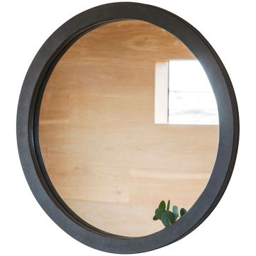 Oakey Round Faux Concrete Mirror
